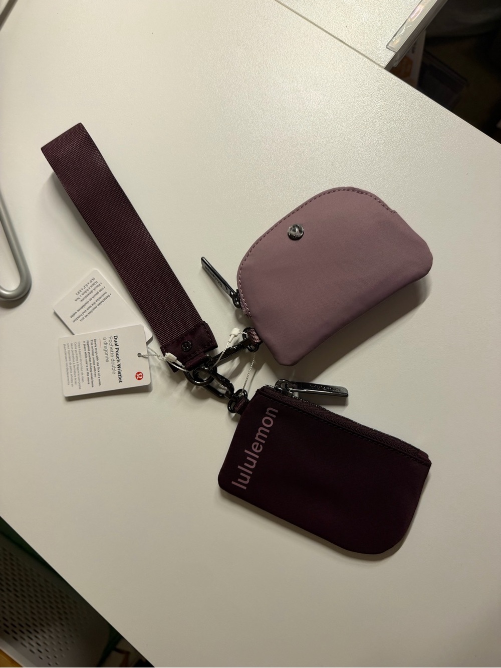 lululemon athletica Dual-Tone Triple Pouch Wristlet in Plum and Dusty Pink